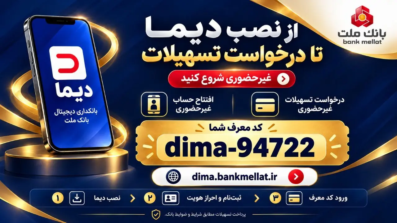 دیما بانک ملت؛ راهنمای نصب و درخواست وام غیرحضوری و بدون ضامن