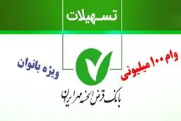 وام ۱۰۰ میلیونی بانک مهر ایران با کارمزد کم