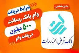 وام ۵۰۰ میلیونی بانک رسالت/ با کارمزد ۴ درصد و بدون ضامن 