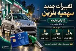 سهمیه جدید کارت های سوخت بنزین ، ۶۰لیتر ۱۵۰۰ تومانی ، ۵۰لیتر ۳۰۰۰تومانی و ۵۰لیتر ۱۰,۰۰۰ تومانی