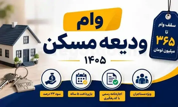 وام ودیعه مسکن ۱۴۰۵ اعلام شد؛ افزایش ۳۶ درصدی سقف تا ۳۶۵ میلیون تومان
