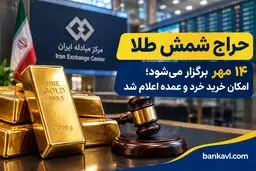 حراج شمش طلا ۱۴ مهر برگزار می‌شود؛ امکان خرید خرد و عمده اعلام شد