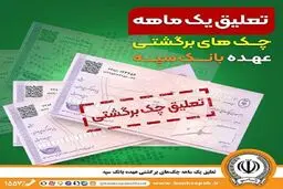 تعلیق یک ماهه چک‌های برگشتی بانک سپه