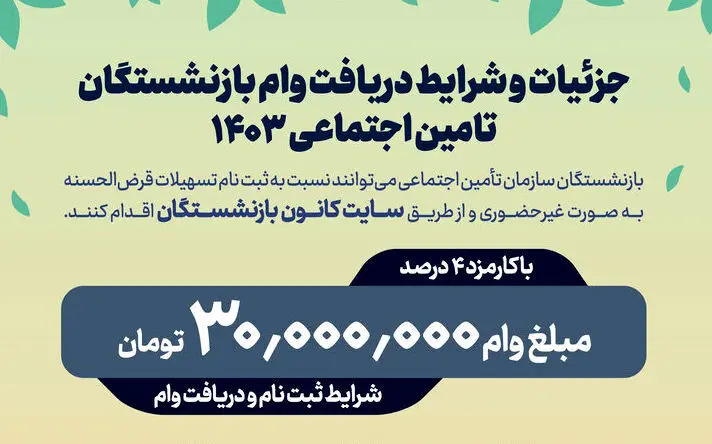 وام بازنشستگان تأمین اجتماعی ویژه دهه فجر+ شرایط دریافت 