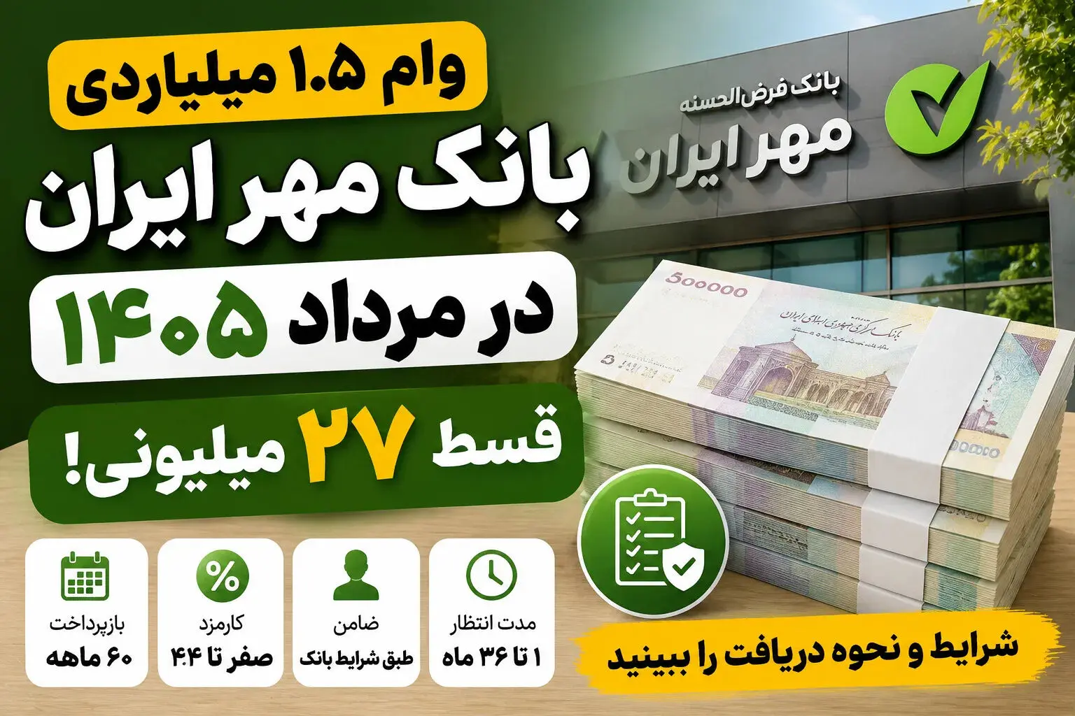 شرایط ثبت نام وام ۱.۵ میلیاردی بانک مهر ایران/ وام بدون سود و کارمزد بگیرید
