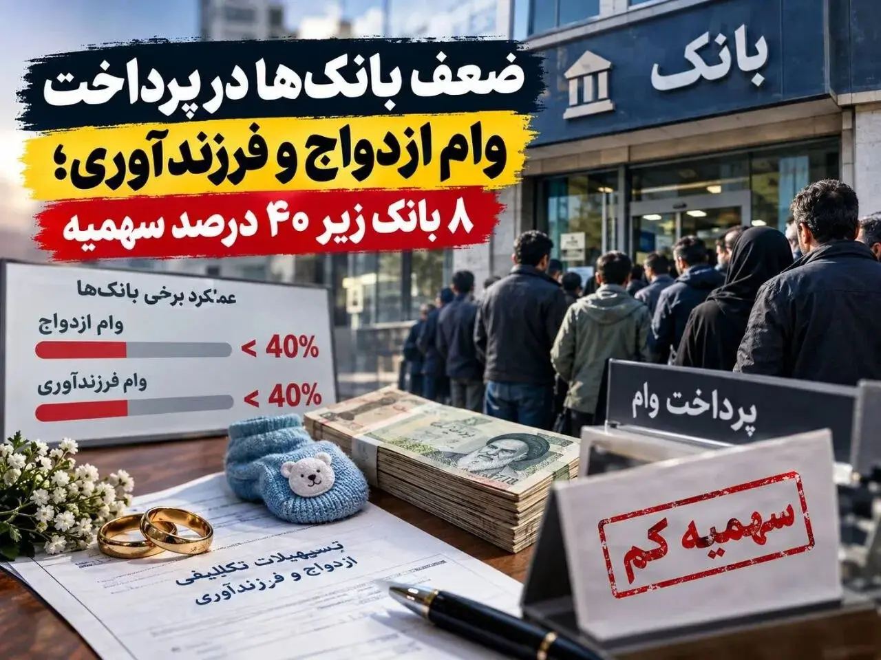 ۸ بانک کم‌کار در پرداخت وام ازدواج و فرزندآوری 