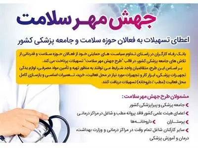 تمدید وام حوزه سلامت بانک رفاه