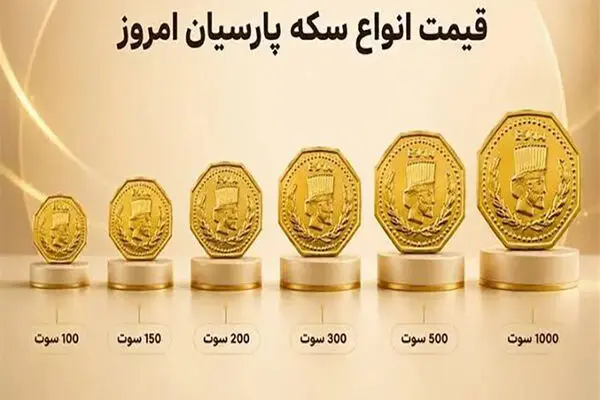 قیمت سکه پارسیان شنبه ۴ مهر ۱۴۰۵؛ از ۵۰ سوت تا ۳ گرم