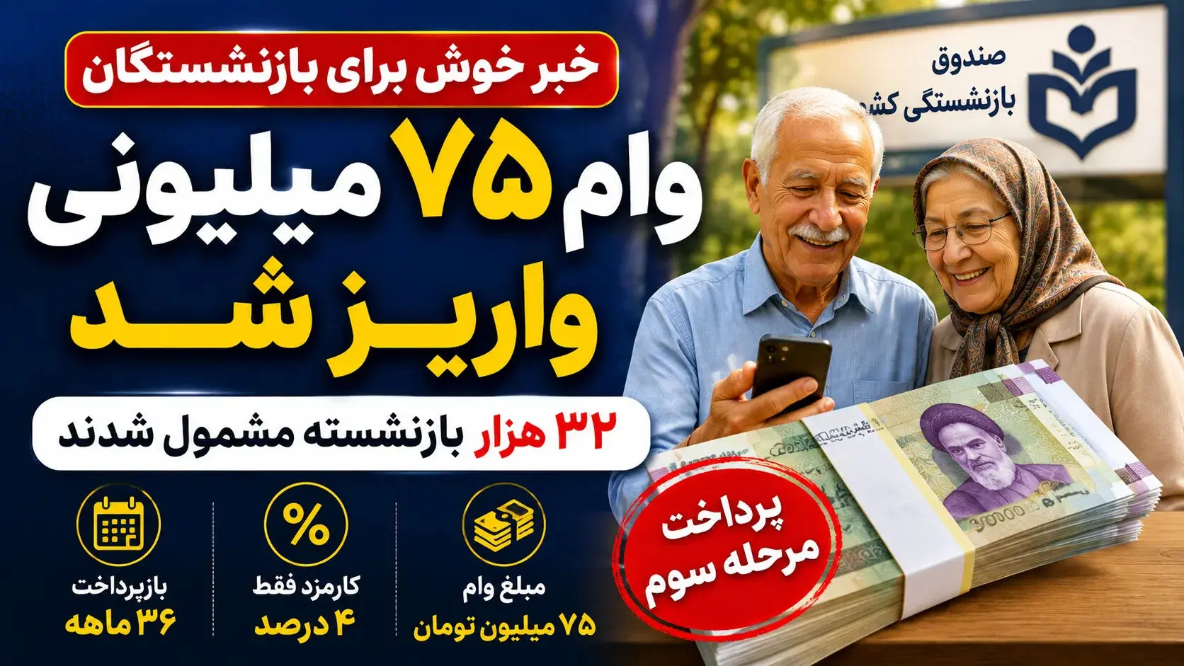 واریز وام ۷۵ میلیونی بازنشستگان با کارمزد ۴ درصد آغاز شد