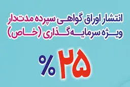 اوراق سپرده ۲۵ درصدی بانک رفاه منتشر شد