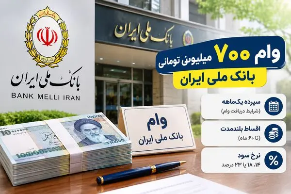 شرایط دریافت وام ۷۰۰ میلیونی بانک ملی در مهر ۱۴۰۵؛ سپرده یک‌ماهه و اقساط ۶۰ ماهه