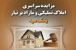 مزایده سراسری املاک تملیکی و مازاد بر نیاز بانک سپه 