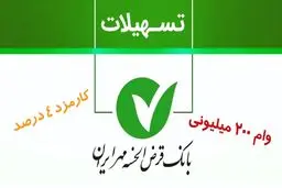 وام ۲۰۰ میلیون تومانی بانک مهر با کارمزد 4 درصد + مبلغ اقساط